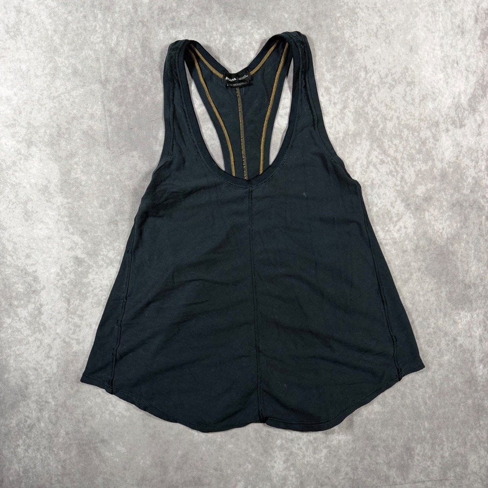 Prana Womens Medium Dark Gray Racerback Active Tank Top Contrast Stitch